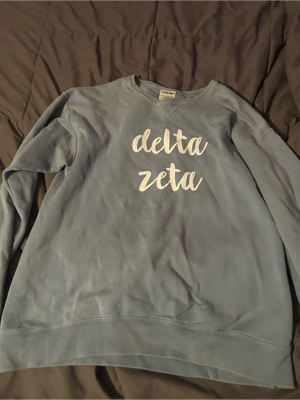 Comfort Colors Light Blue "delta zeta" Crewneck Sweatshirt